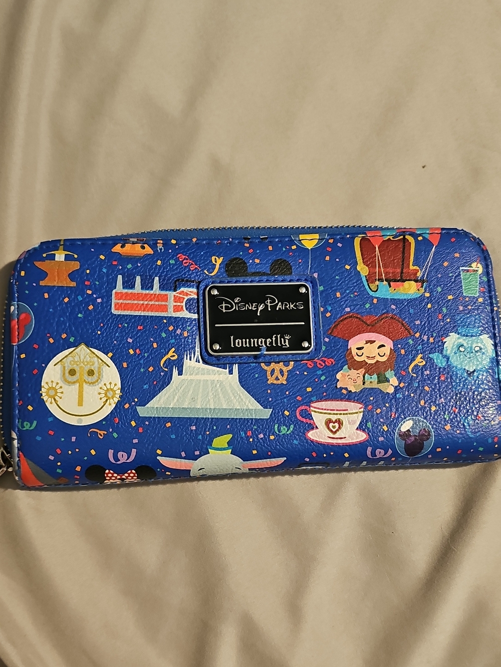 Disney Parks Loungefly Blue Character Zip Wallet Great Condition